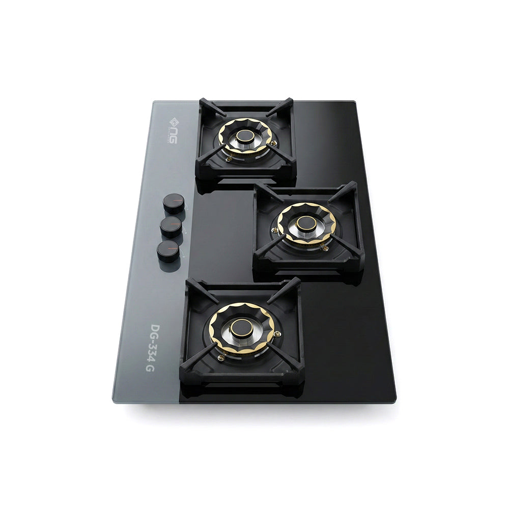 NasGas DG-334G (Auto & Safety) Built-in Hob – 3 Large 5.5Kw Burners with Tempered Glass Top