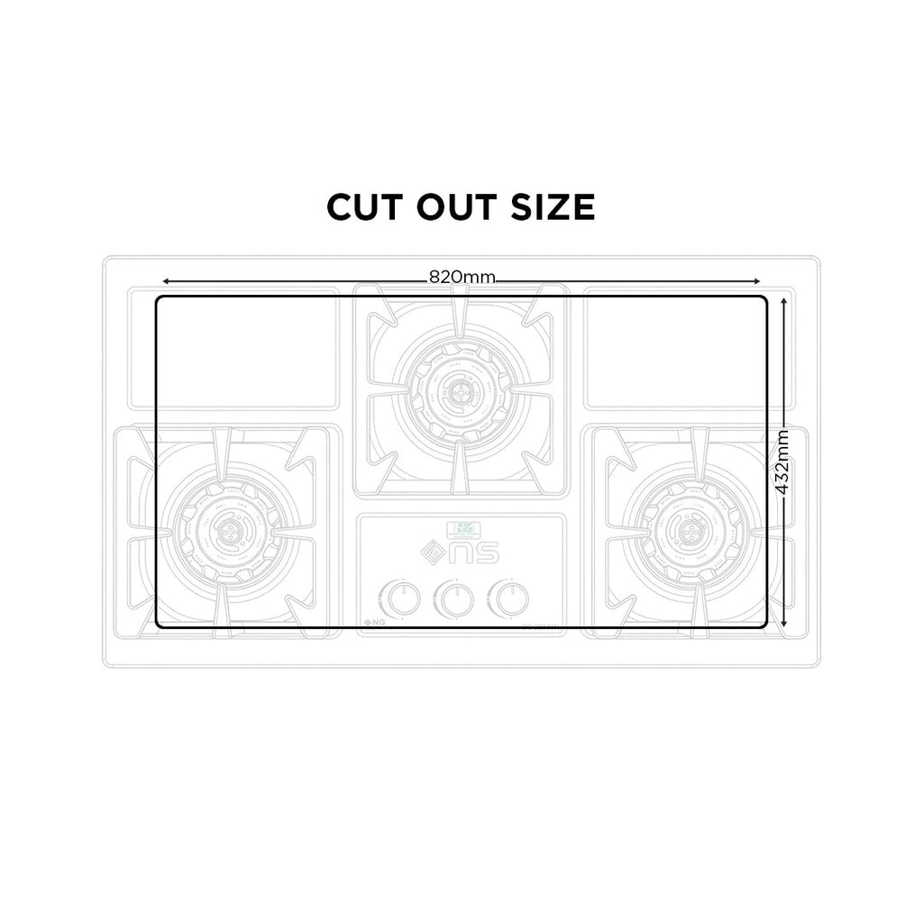 Nasgas Build In Hob DG-227 SDN – 3 Burner Stainless Steel Hob