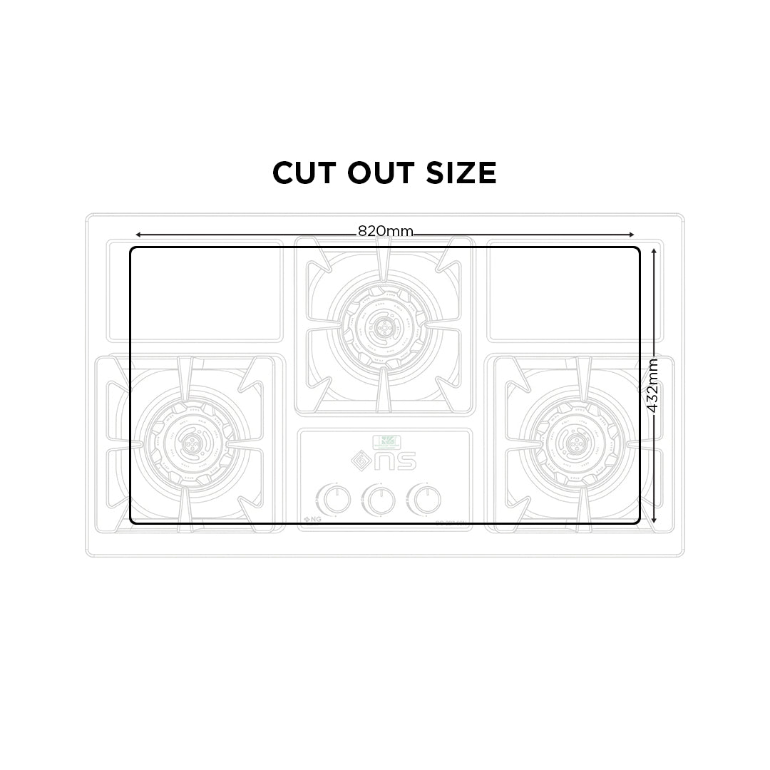 Nasgas Build In Hob DG-227 SDN – 3 Burner Stainless Steel Hob