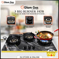 Glam Gas GG-07A Digital 3 Burner Built-in Hob – 8mm Tempered Glass