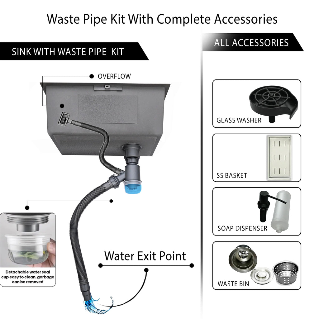 Glam Gas Lifestyle 11 Kitchen Sink – Single Bowl Stainless Steel with Waste Kit