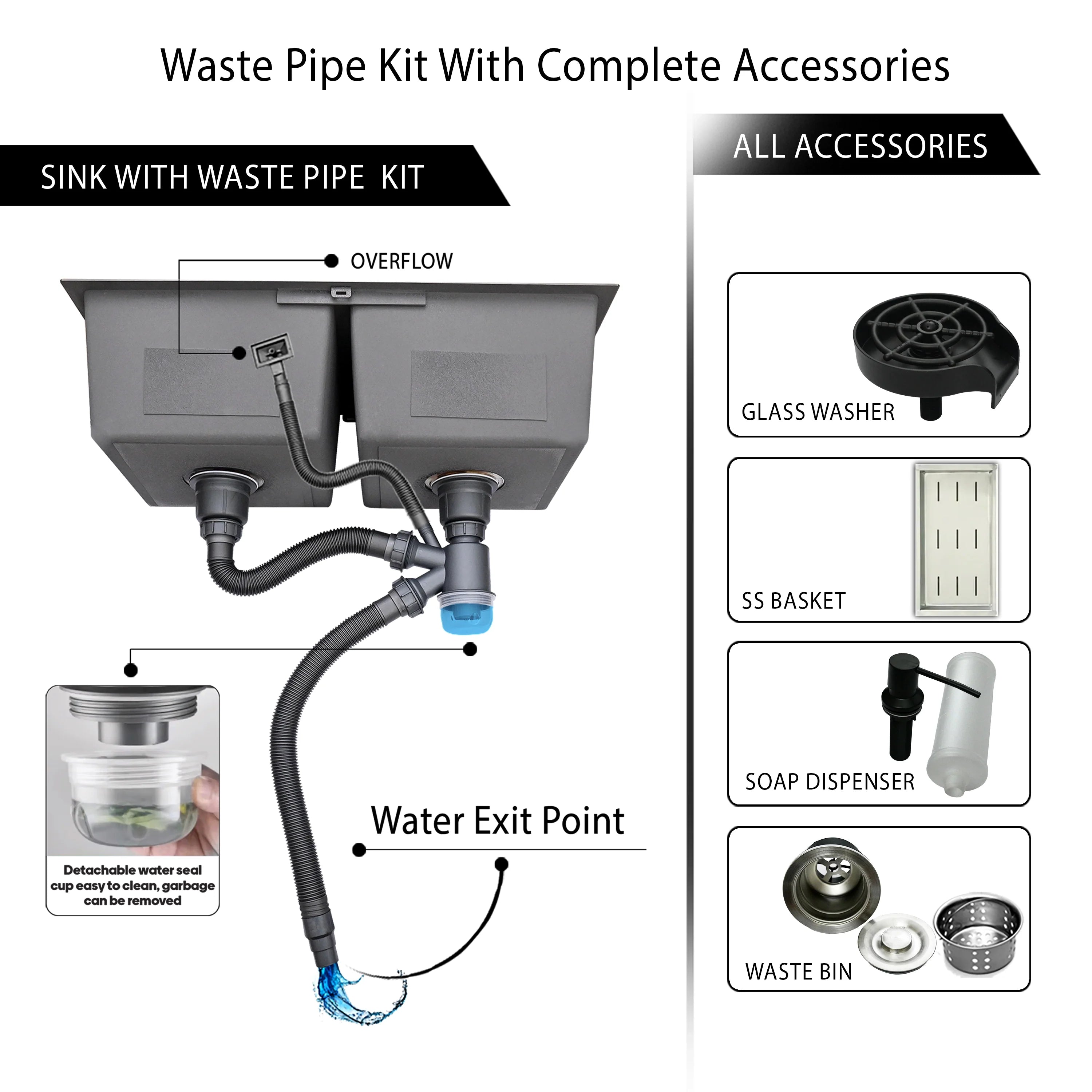 Glam Gas Lifestyle 12 Kitchen Sink – Double Bowl Stainless Steel with Accessory Kit