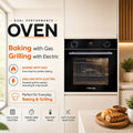 Glam Gas Black Forest Built-in Oven – 61L Gas + Electric with Turbo Grill