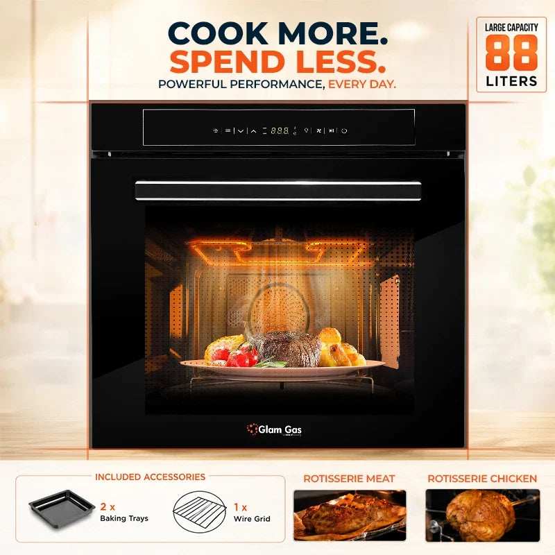 Glam Gas A68-SF3 Built-in Electric Oven – 88L Large Capacity with Convection Fan