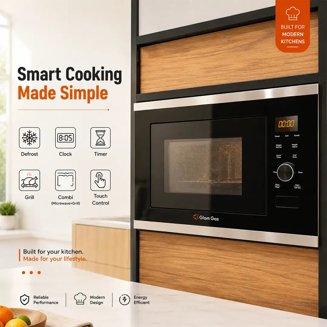 Glam Gas BM-120 Built-in Microwave Oven (20L) – Touch Panel with Glass Turntable