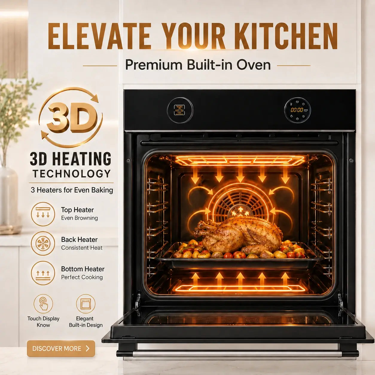 Glam Gas Grill House built-in electric oven with 3D heating