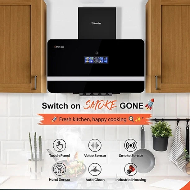 Glam Gas Windy-12 Range Hood – Smoke Sensor, Auto Clean & Voice Control