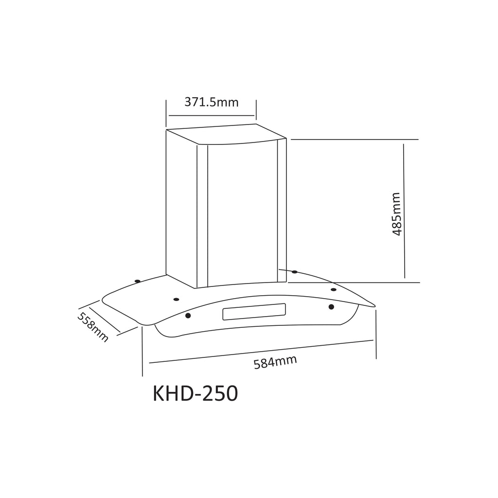 NasGas 60cm Smart Fit Glass Kitchen Hood (KHD-250)