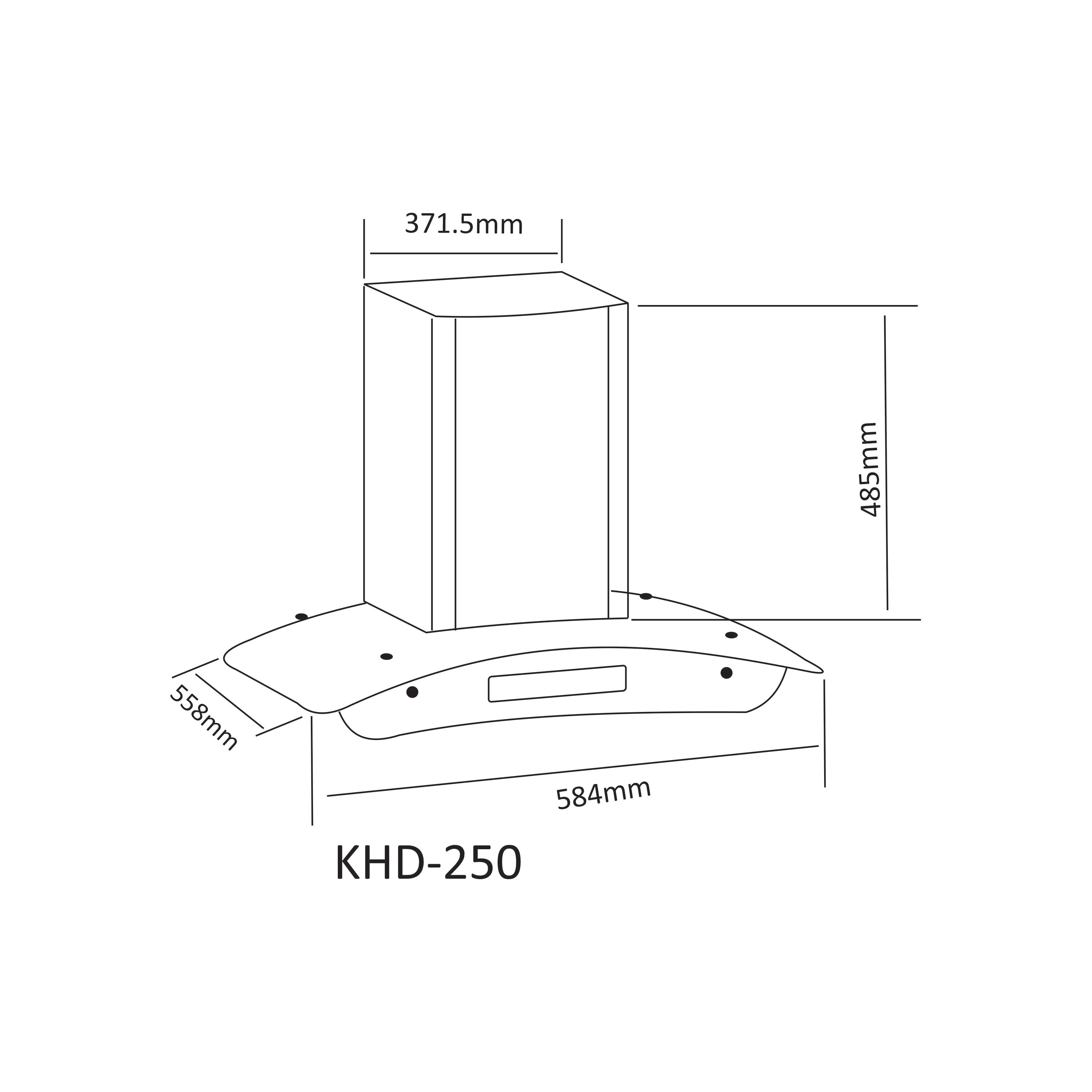 NasGas 60cm Smart Fit Glass Kitchen Hood (KHD-250)