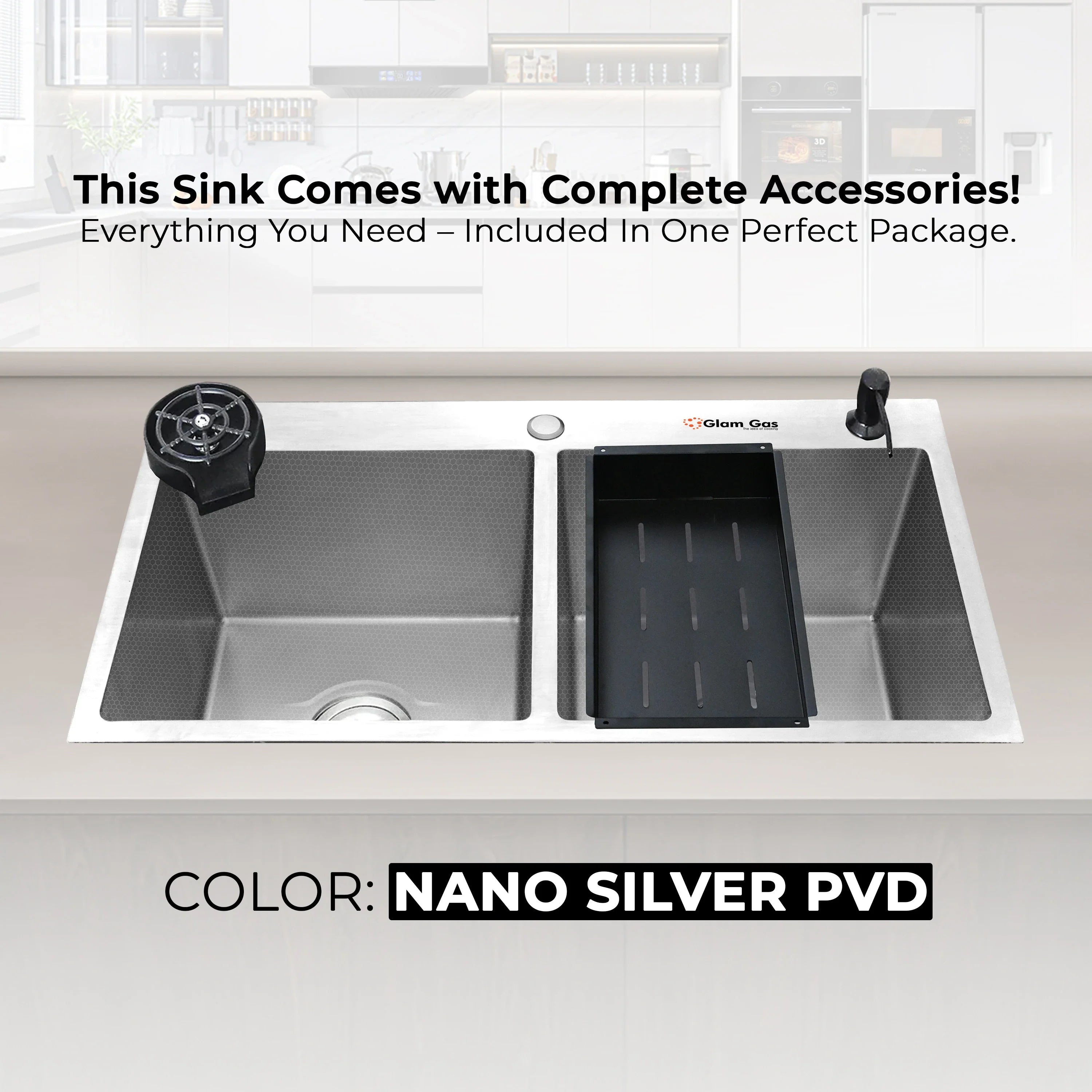 Glam Gas Life Style 57 Kitchen Sink – Handmade Textured Single Bowl, 9 Inch Deep