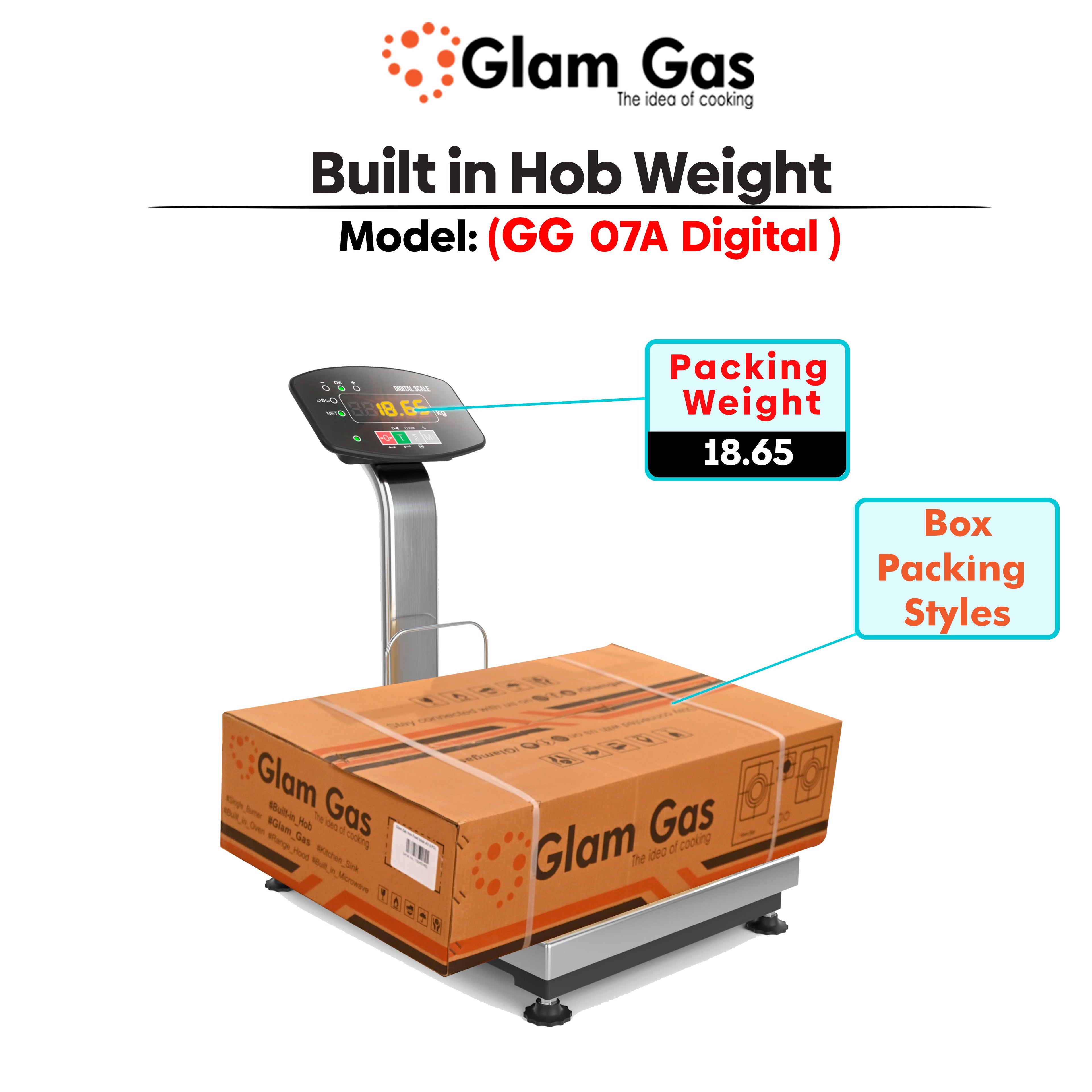 Glam Gas GG-07A Digital 3 Burner Built-in Hob – 8mm Tempered Glass